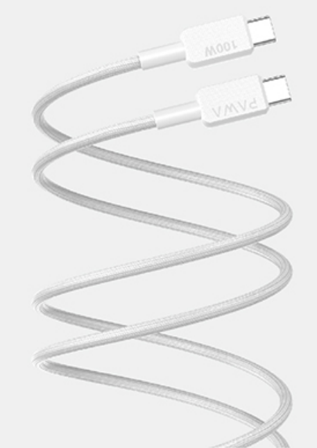 PW-12B10CC-WH PAWA EL-CARO PREMIUM BRAIDED CABLE USB-C TO USB-C 100W 1.2M White PW-12B10CC-WH PAWA EL-CARO PREMIUM BRAIDED CABLE USB-C TO USB-C 100W 1.2M White